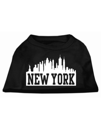 New York Skyline Screen Print Shirt Black Lg