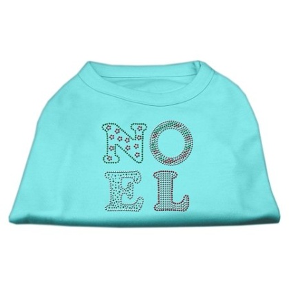 Noel Rhinestone Dog Shirt Aqua Lg