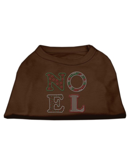 Noel Rhinestone Dog Shirt Brown Lg