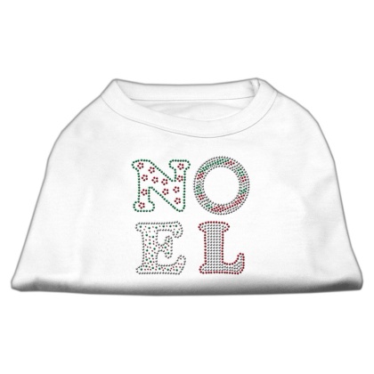 Noel Rhinestone Dog Shirt White Lg