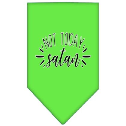 Not Today Satan Screen Print Bandana Lime Green Large