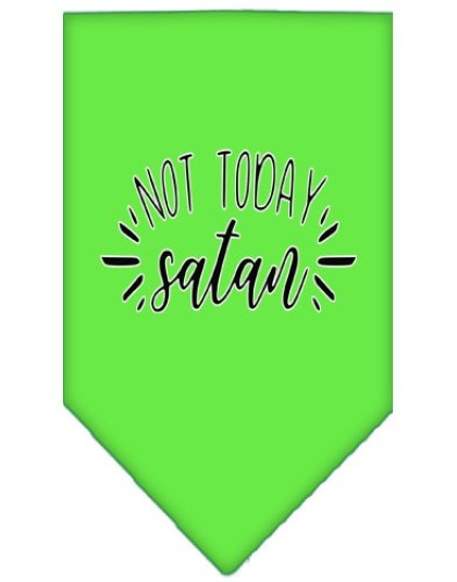 Not Today Satan Screen Print Bandana Lime Green Large