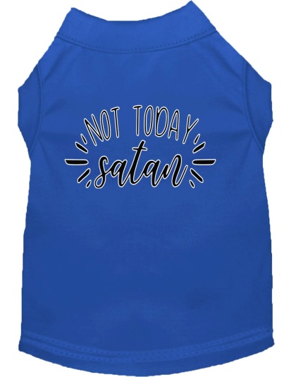 Not Today Satan Screen Print Dog Shirt Blue Lg