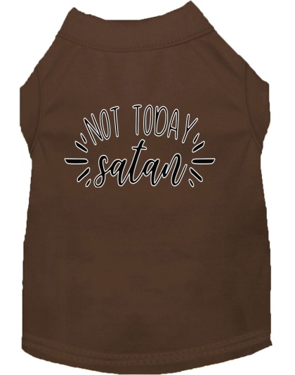 Not Today Satan Screen Print Dog Shirt Brown Lg