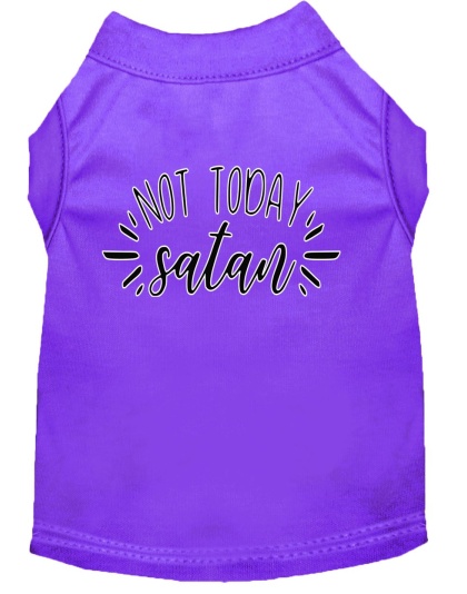 Not Today Satan Screen Print Dog Shirt Purple Lg