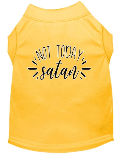 Not Today Satan Screen Print Dog Shirt Yellow Lg