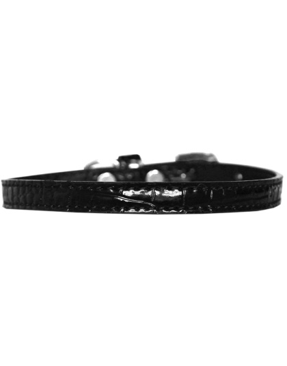 Omaha Plain Croc Dog Collar Black Size 10