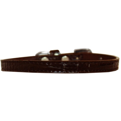 Omaha Plain Croc Dog Collar Chocolate Size 10