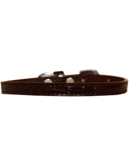 Omaha Plain Croc Dog Collar Chocolate Size 10