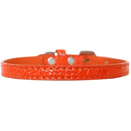 Omaha Plain Croc Dog Collar Orange Size 10