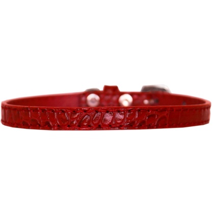 Omaha Plain Croc Dog Collar Red Size 10