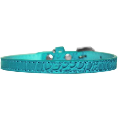 Omaha Plain Croc Dog Collar Turquoise Size 10