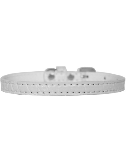 Omaha Plain Croc Dog Collar White Size 10