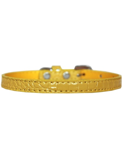 Omaha Plain Croc Dog Collar Yellow Size 10