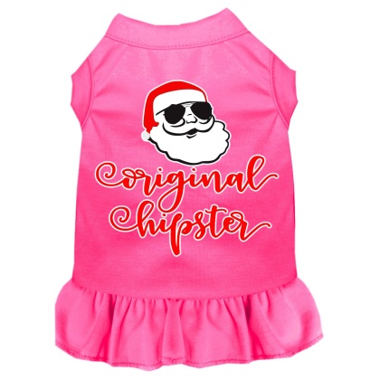 Original Hipster Screen Print Dog Dress Bright Pink 4X (22)
