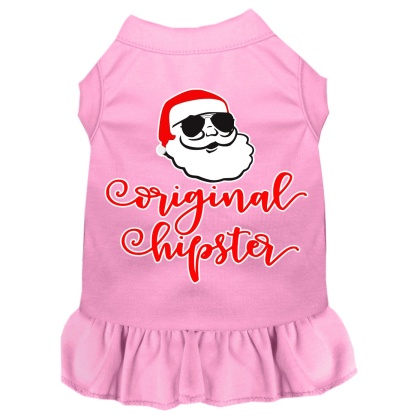 Original Hipster Screen Print Dog Dress Light Pink 4X (22)