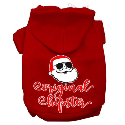 Original Hipster Screen Print Dog Hoodie Red L