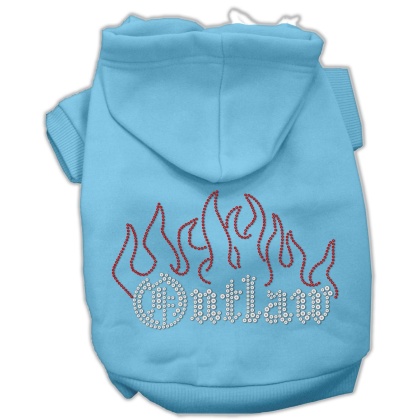 Outlaw Rhinestone Hoodies Baby Blue L