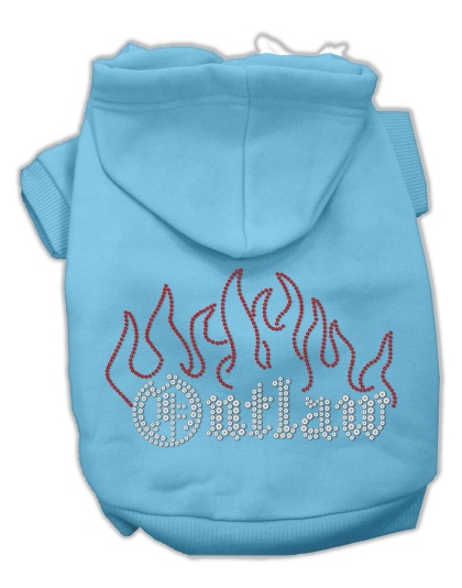 Outlaw Rhinestone Hoodies Baby Blue L