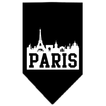 Paris Skyline Screen Print Bandana Black Large