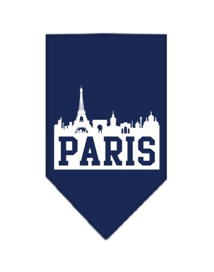 Paris Skyline Screen Print Bandana Navy Blue large