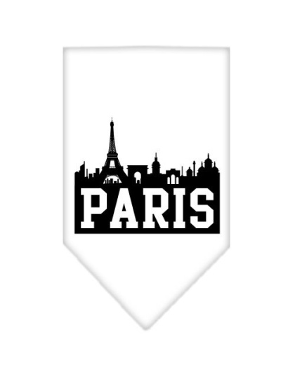 Paris Skyline Screen Print Bandana White Large