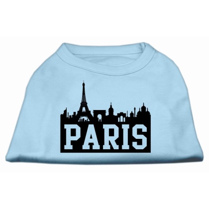 Paris Skyline Screen Print Shirt Baby Blue Lg