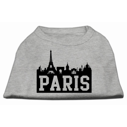 Paris Skyline Screen Print Shirt Grey Lg