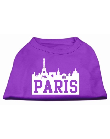 Paris Skyline Screen Print Shirt Purple Lg