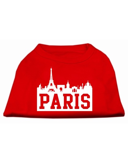 Paris Skyline Screen Print Shirt Red Lg