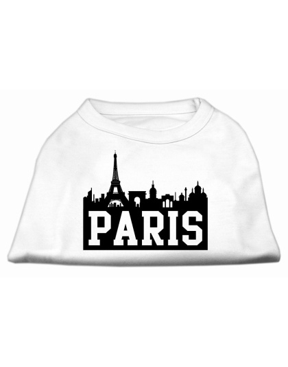 Paris Skyline Screen Print Shirt White Lg