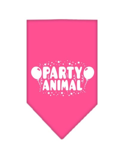 Party Animal Screen Print Bandana Bright Pink Large