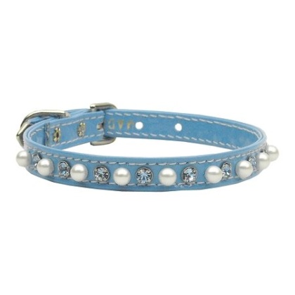 Patent 3/8" Pearl and Crystal Collars Baby Blue 10