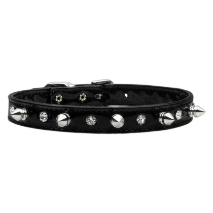 Patent Crystal and Spike Collars Black 10