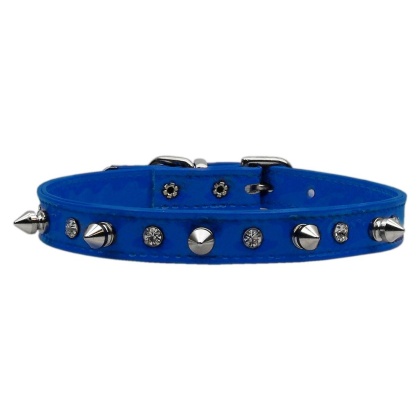 Patent Crystal and Spike Collars Blue 10