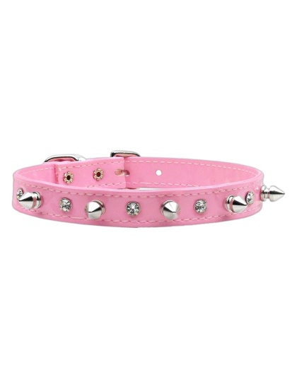 Patent Crystal and Spike Collars Pink 10