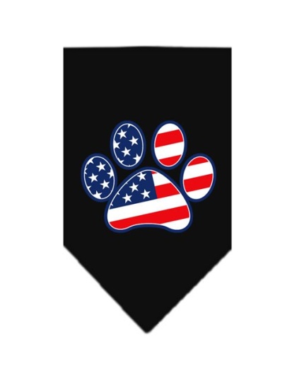 Patriotic Paw Screen Print Bandana Black Large