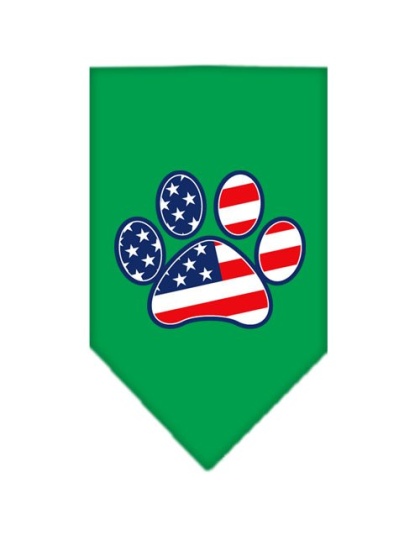 Patriotic Paw Screen Print Bandana Emerald Green Large