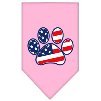 Patriotic Paw Screen Print Bandana Light Pink Large