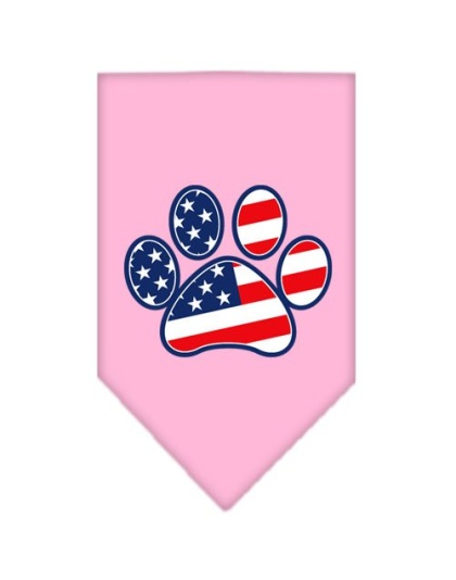 Patriotic Paw Screen Print Bandana Light Pink Large