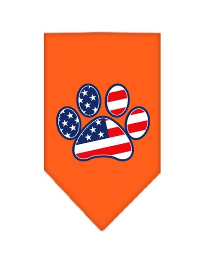 Patriotic Paw Screen Print Bandana Orange Large