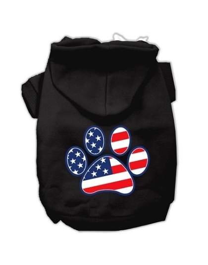 Patriotic Paw Screen Print Pet Hoodies Black L