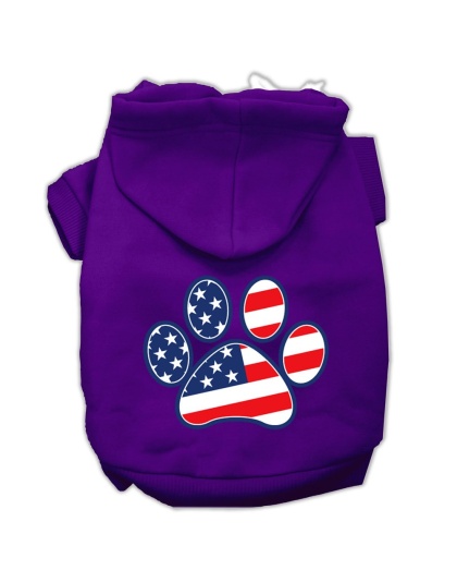 Patriotic Paw Screen Print Pet Hoodies Purple L