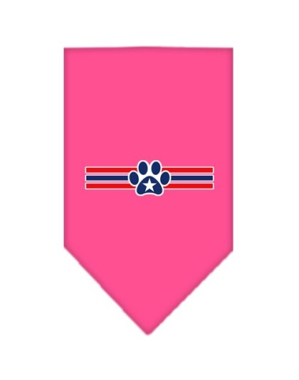 Patriotic Star Paw Screen Print Bandana Bright Pink Large