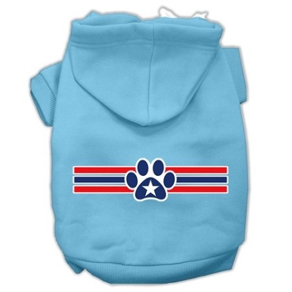 Patriotic Star Paw Screen Print Pet Hoodies Baby Blue L