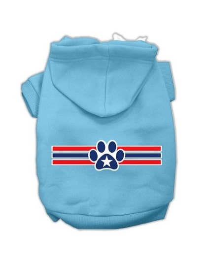 Patriotic Star Paw Screen Print Pet Hoodies Baby Blue L