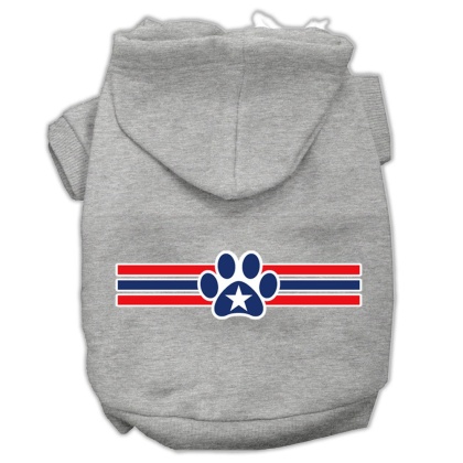 Patriotic Star Paw Screen Print Pet Hoodies Grey L