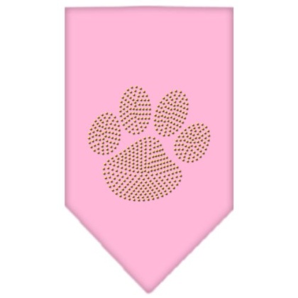 Paw Gold Rhinestone Bandana Light Pink Large