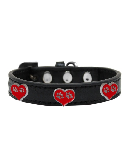 Paw Heart Widget Dog Collar Black Size 10