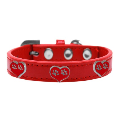 Paw Heart Widget Dog Collar Red Size 10